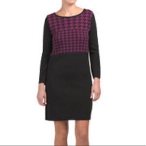 Chiaramente Italian Wool Alpaca Houndstooth Sweater Dress M